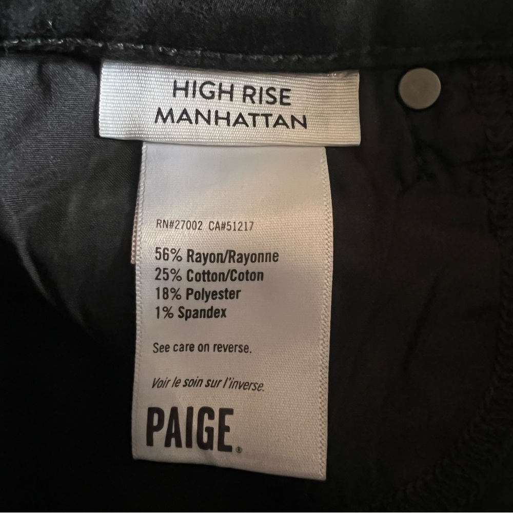 Paige High Rise Manhattan Bootcut Coated Leather Black Jeans S 25 - Picture 10 of 10